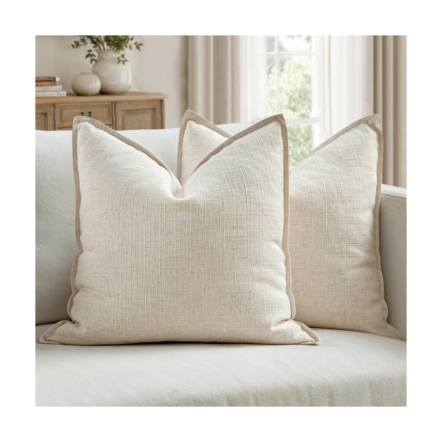 Decorative Pillow Covers / 18 x 18 / Natural Beige / Set of 2