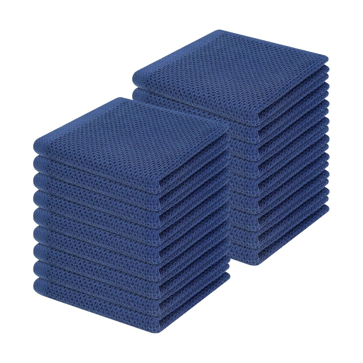 Homaxy 100% Cotton Waffle Weave Kitchen Dish Cloths 18-Pack, Navy Blue | 12 x 12 Inches, Ultra Soft Absorbent Dish