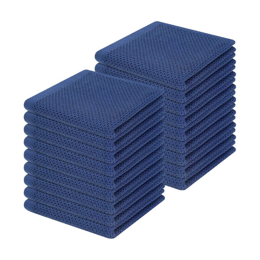 Homaxy 100% Cotton Waffle Weave Kitchen Dish Cloths 18-Pack, Navy Blue | 12 x 12 Inches, Ultra Soft Absorbent Dish