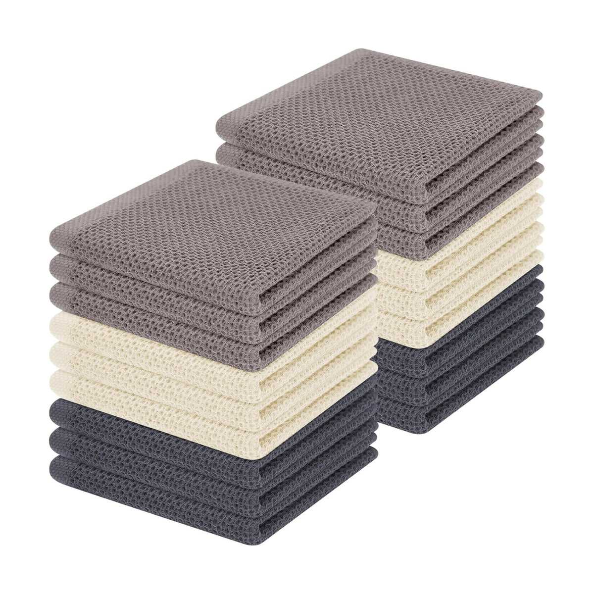 Homaxy 100% Cotton Waffle Weave Kitchen Dish Cloths 18-Pack, Mixed Color | 12 x 12 Inches, Ultra Soft Absorbent Dish