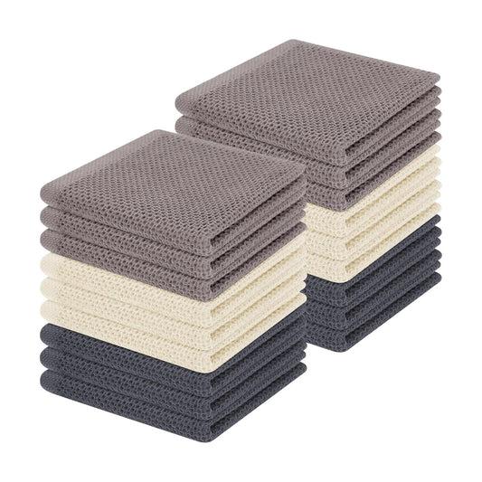 Homaxy 100% Cotton Waffle Weave Kitchen Dish Cloths 18-Pack, Mixed Color | 12 x 12 Inches, Ultra Soft Absorbent Dish