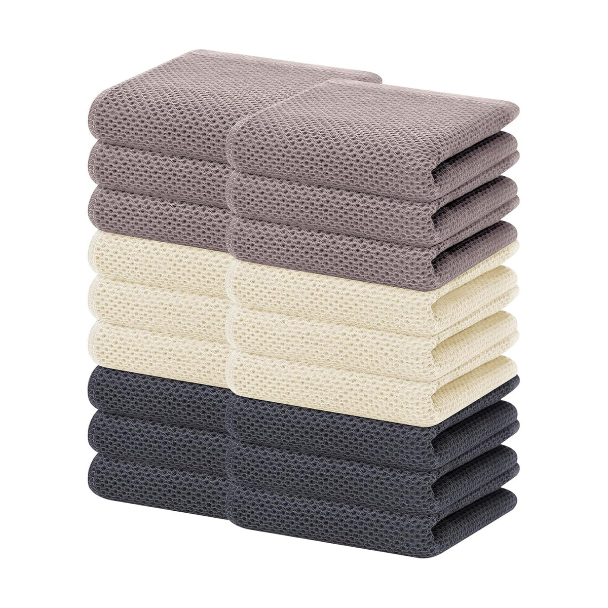 Homaxy 100% Cotton Waffle Weave Kitchen Dish Towels 18-Pack, Mixed Color | 13 x 28 Inches, Ultra Soft Absorbent Dish
