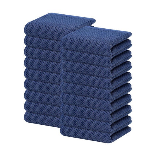 Homaxy 100% Cotton Waffle Weave Kitchen Dish Towels 18-Pack, Navy Blue | 13 x 28 Inches, Ultra Soft Absorbent Dish