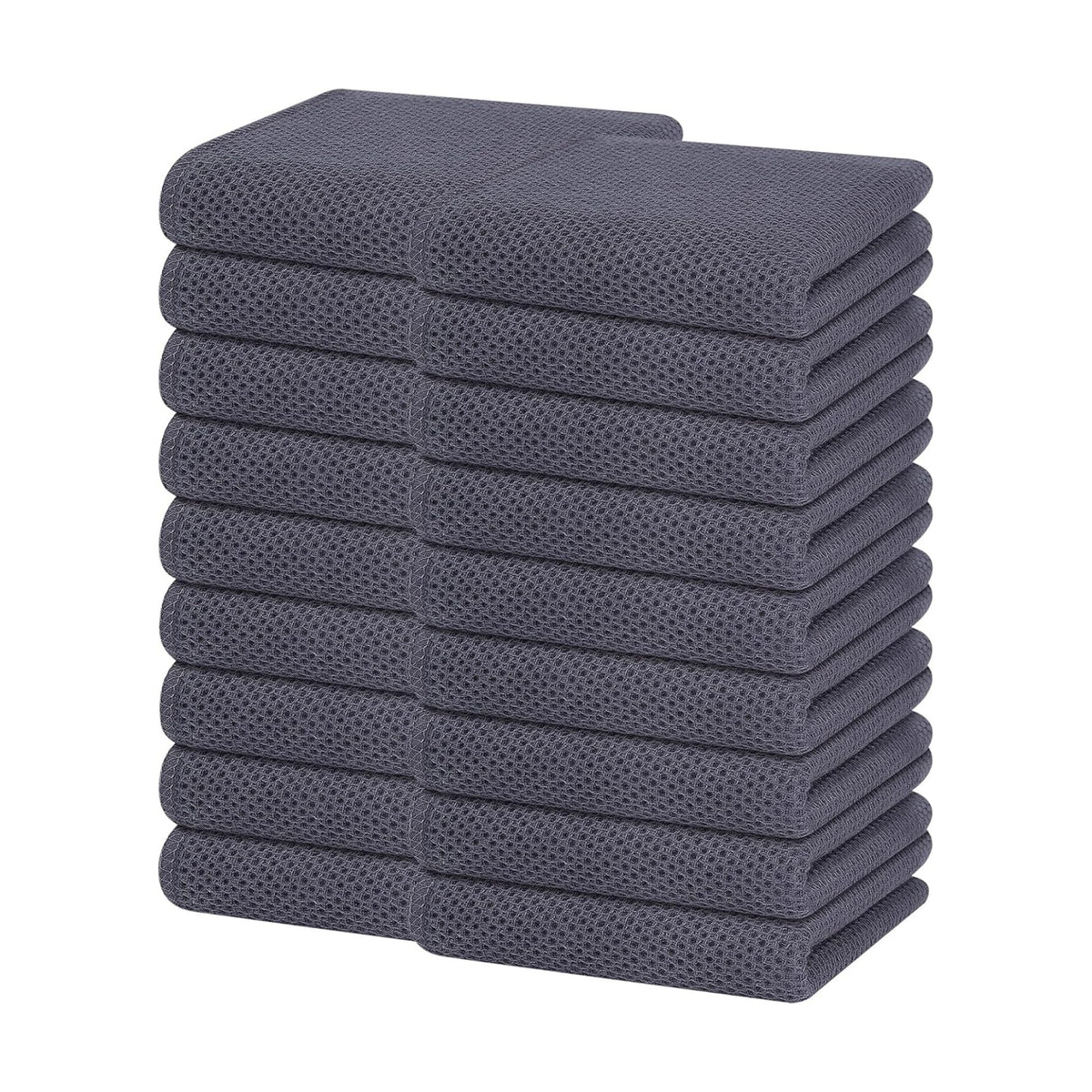 Homaxy 100% Cotton Waffle Weave Kitchen Dish Towels 18-Pack, Dark Grey | 13 x 28 Inches, Ultra Soft Absorbent Dish