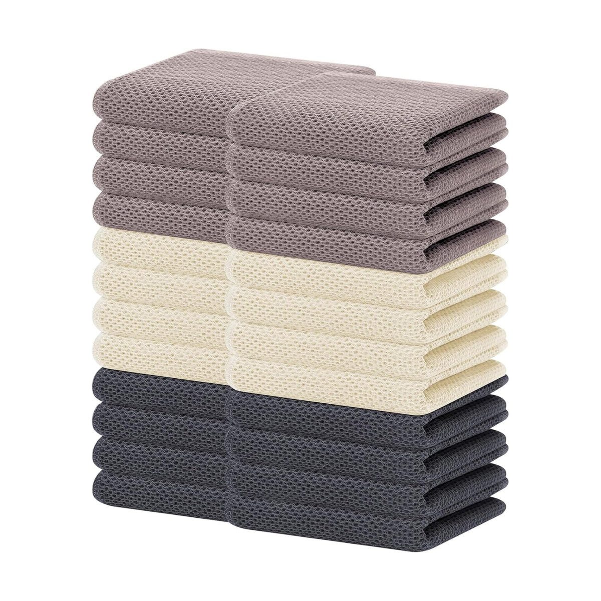 Homaxy 100% Cotton Waffle Weave Kitchen Dish Towels 24-Pack, Mixed Color | 13 x 28 Inches, Ultra Soft Absorbent Dish