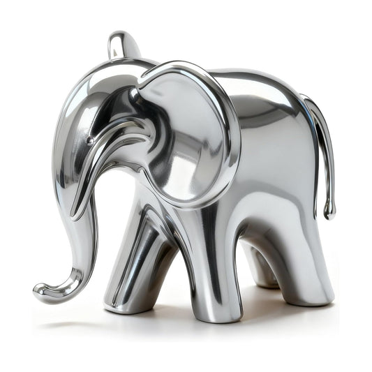 Ceramic Elephant Statue / Silver / Male