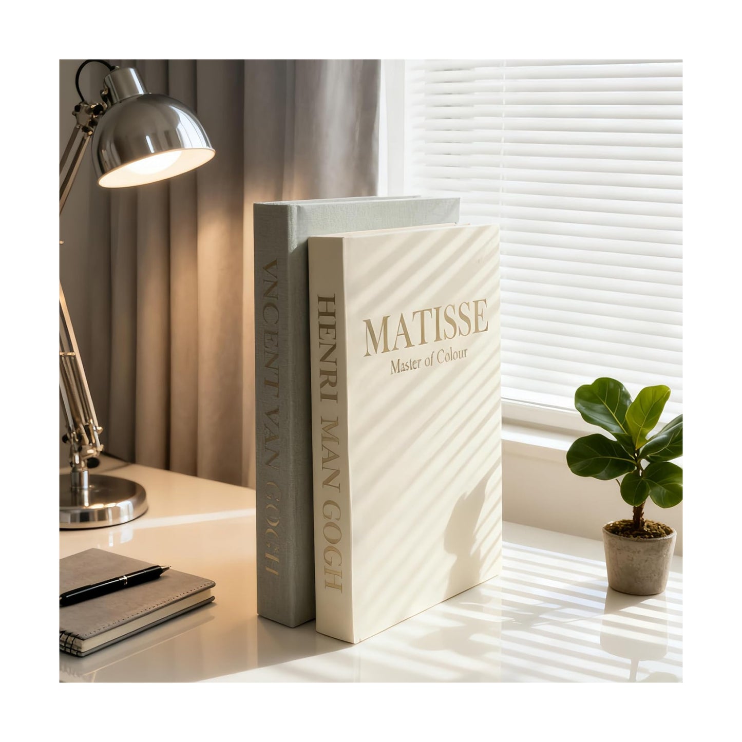 Linen Decorative Books Set / Gold / Set of 2