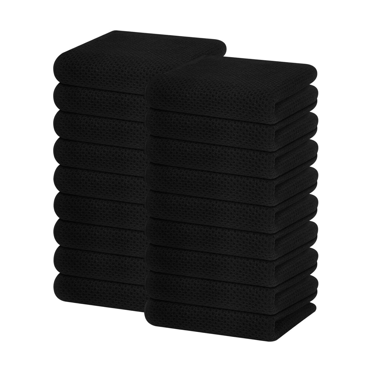 Homaxy 100% Cotton Waffle Weave Kitchen Dish Towels 18-Pack, Black | 13 x 28 Inches, Ultra Soft Absorbent Dish Towels