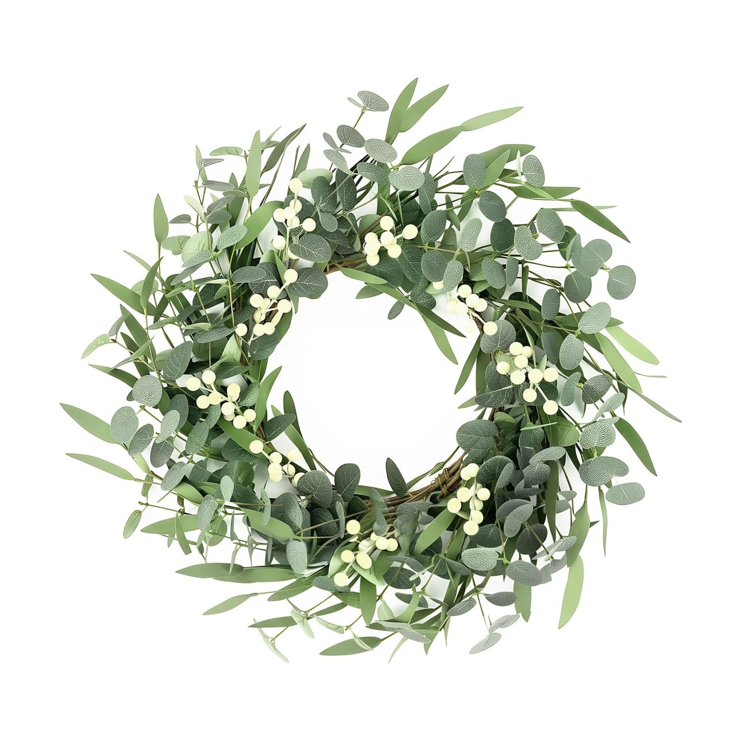 Pinkpum 20'' Eucalyptus Wreath for Front Door Green Decor for Home Farmhouse Wall Spring Summer Fall Outdoor Indoor