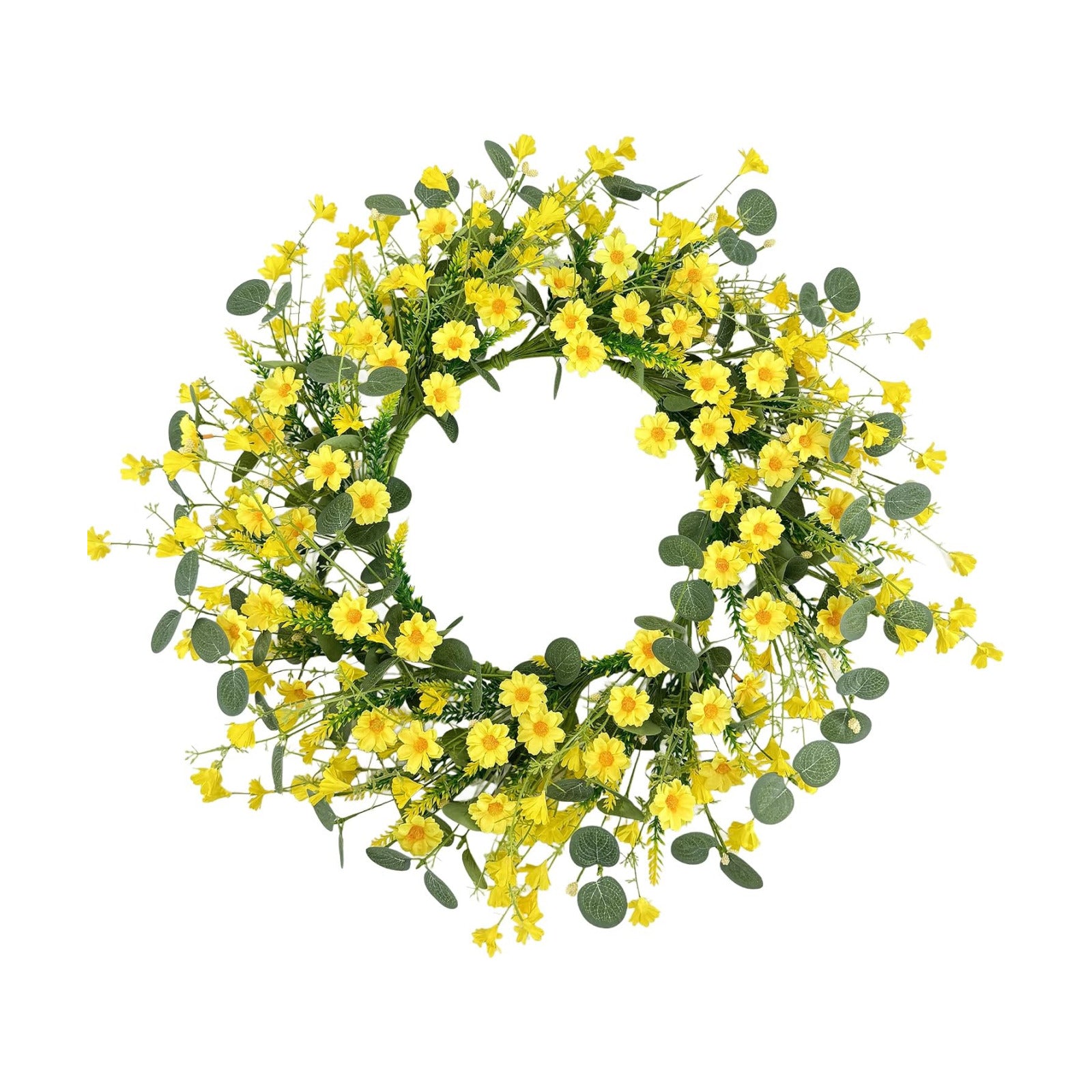 Pinkpum 22" Daisy Eucalyptus Wreath for Front Door, Artificial Spring Summer Floral Wreath for Front Door, Home