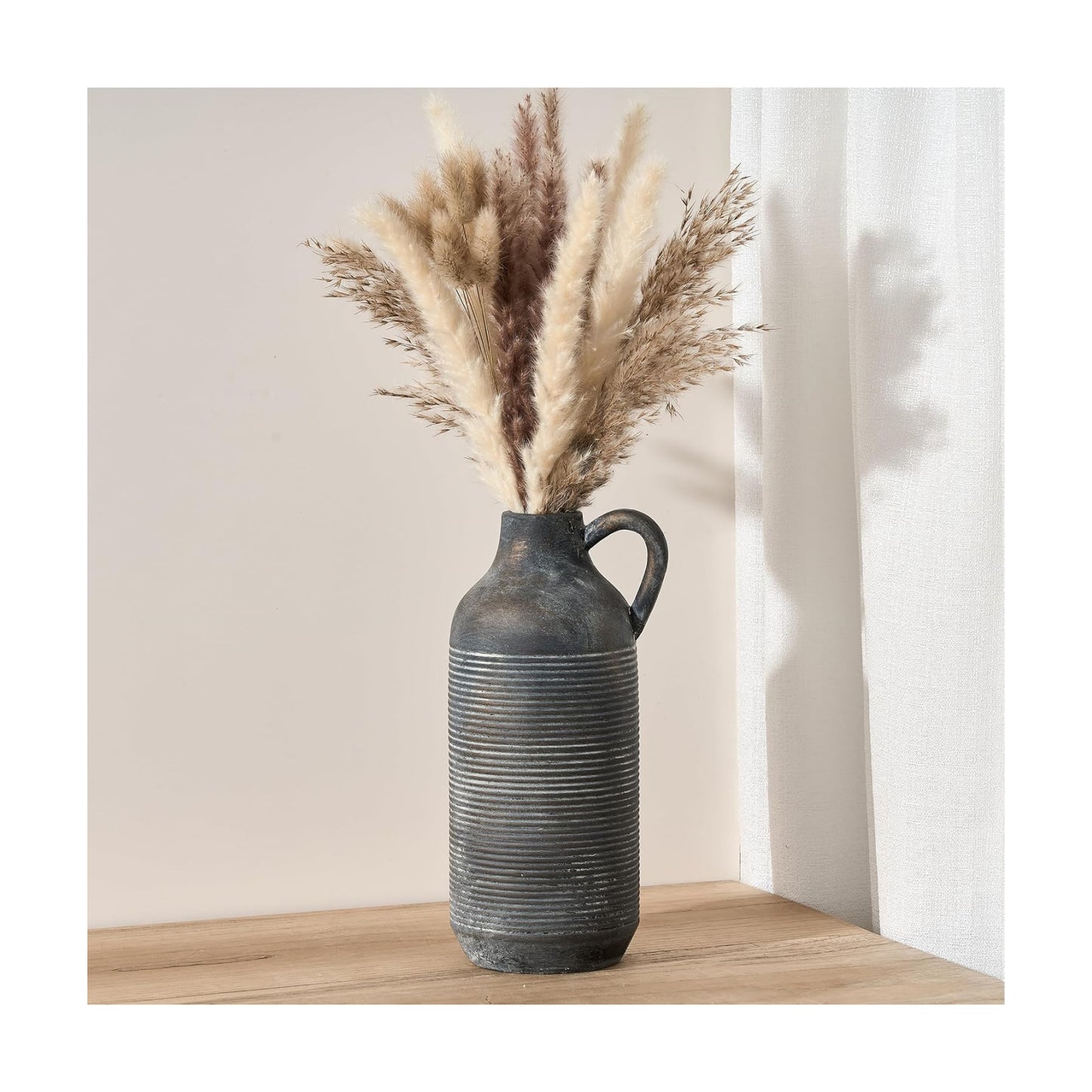 Ceramic Rustic Vase / Black Bronze- 9.64