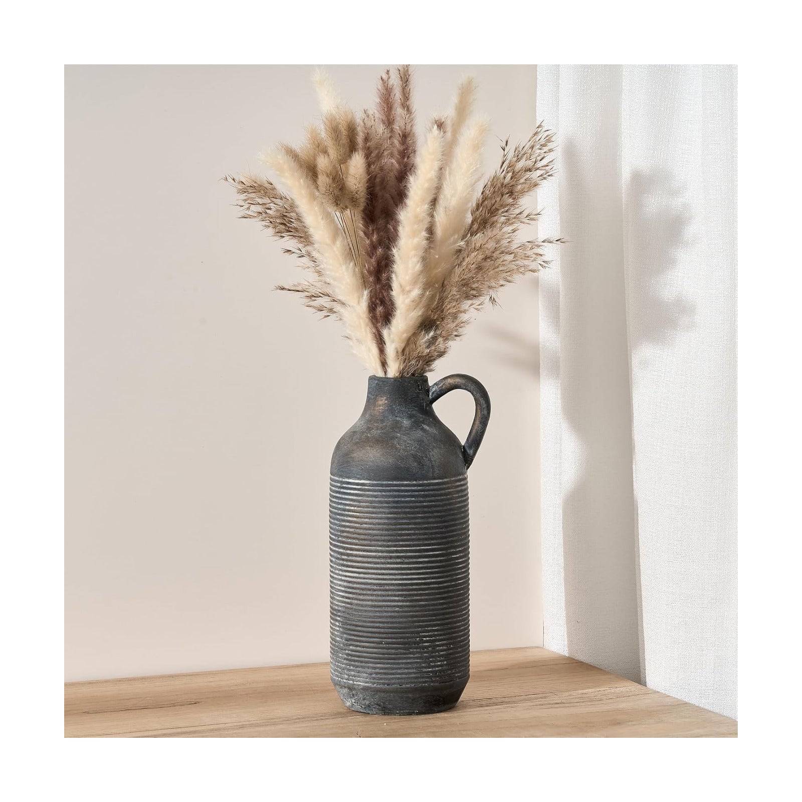 Ceramic Rustic Vase / Black Bronze- 9.64