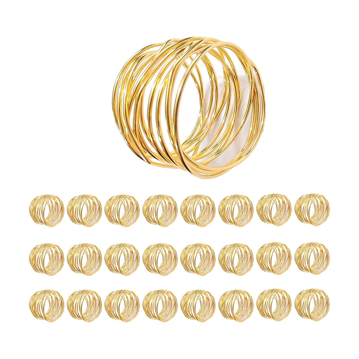 Gold Napkin Rings - 24 PCS Metal Napkin Rings(Twisted Wire) | Napkin Holders Buckles for Family Dinner, Wedding