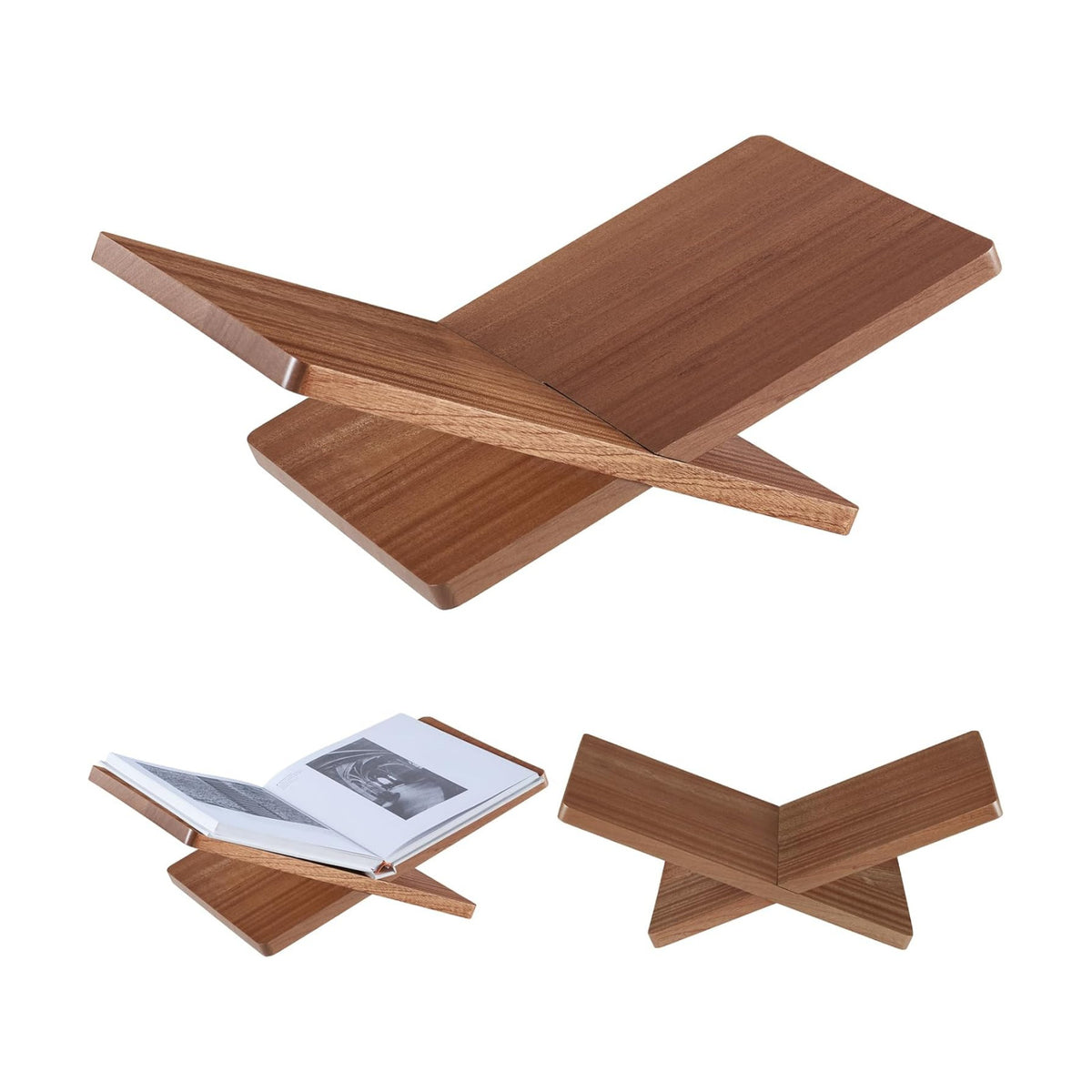 Solid Wooden Book Stand 16" x 9.5" x 6" Extra Large Display Stand | Open Book Holder Stand, Wood Book Display Stand for