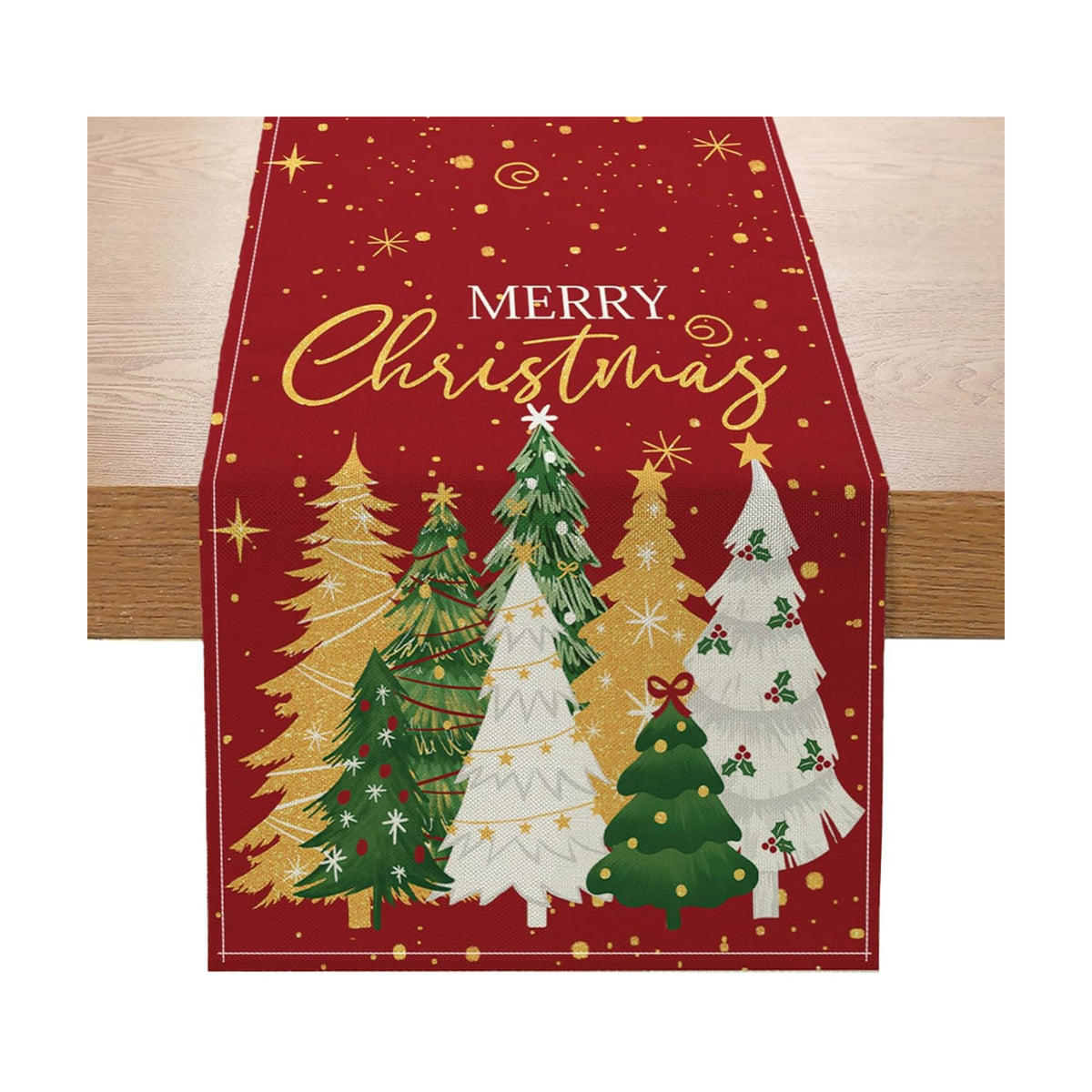 Christmas Decorations - Merry Christmas Table Runner 13x72 Inch,Xmas Trees Snowflakes Table Runner for Holiday Seasonal Winter Decoration Indoor Outdoor Party
