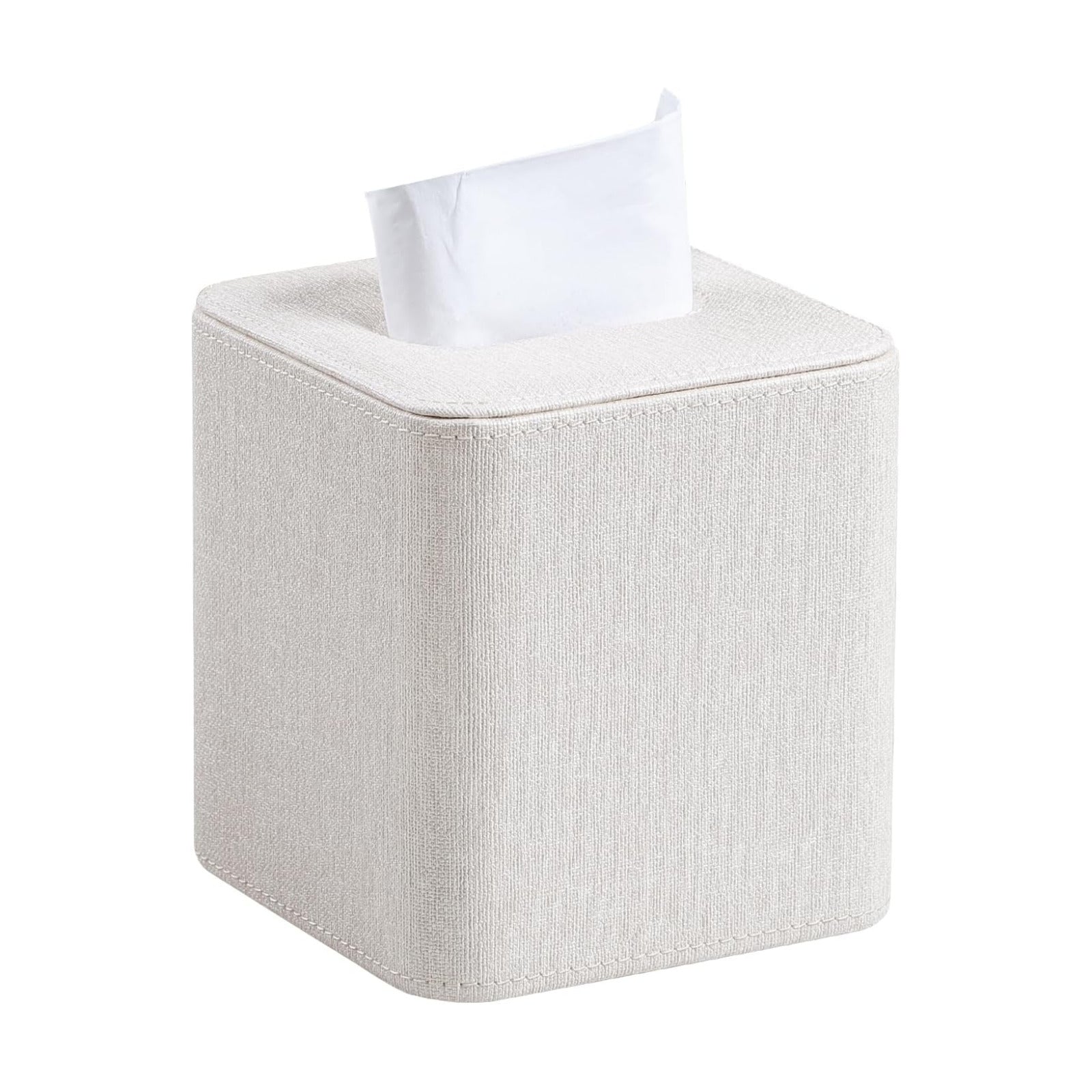 Square Linen Tissue Box Cover / Beige