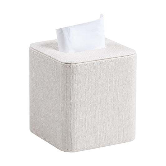 Square Linen Tissue Box Cover / Beige