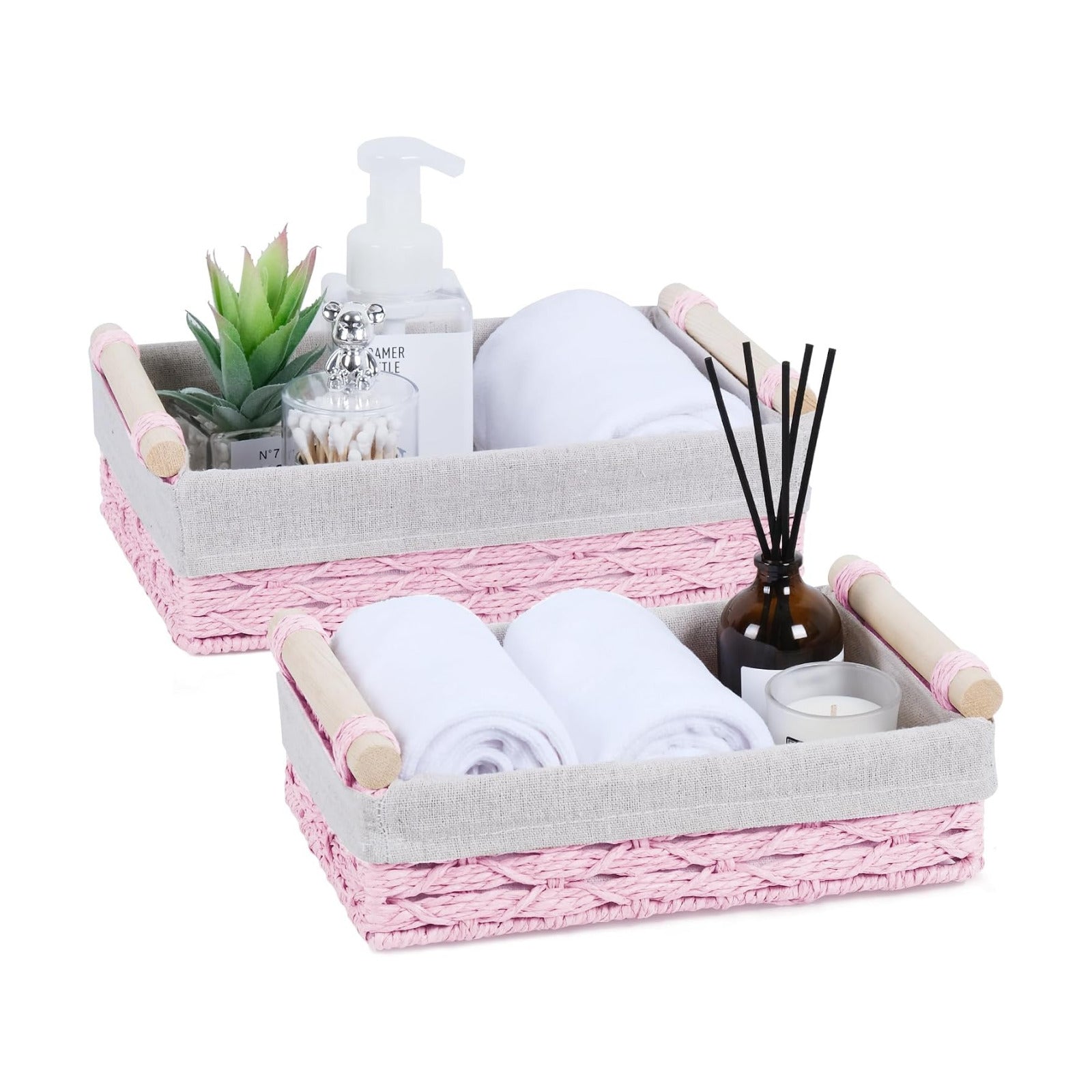Wicker Storage Basket / Pink