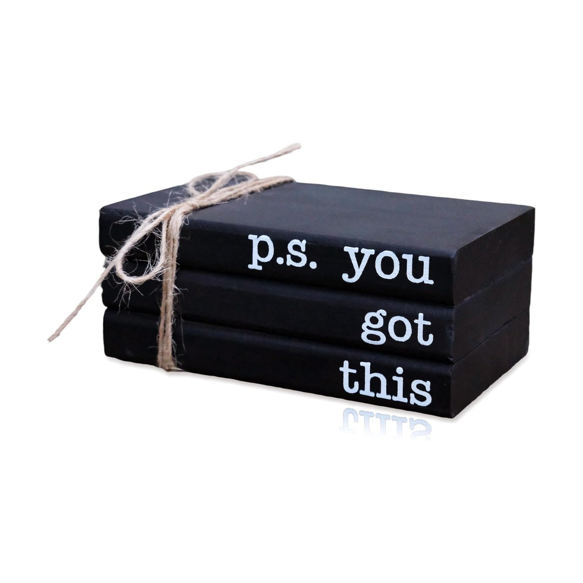Cute Office Desk Decor, Inspirational Wooden Mini Faux Books for Decoration, Gifts for Women Kids - P.S. You Got This Sign, Black