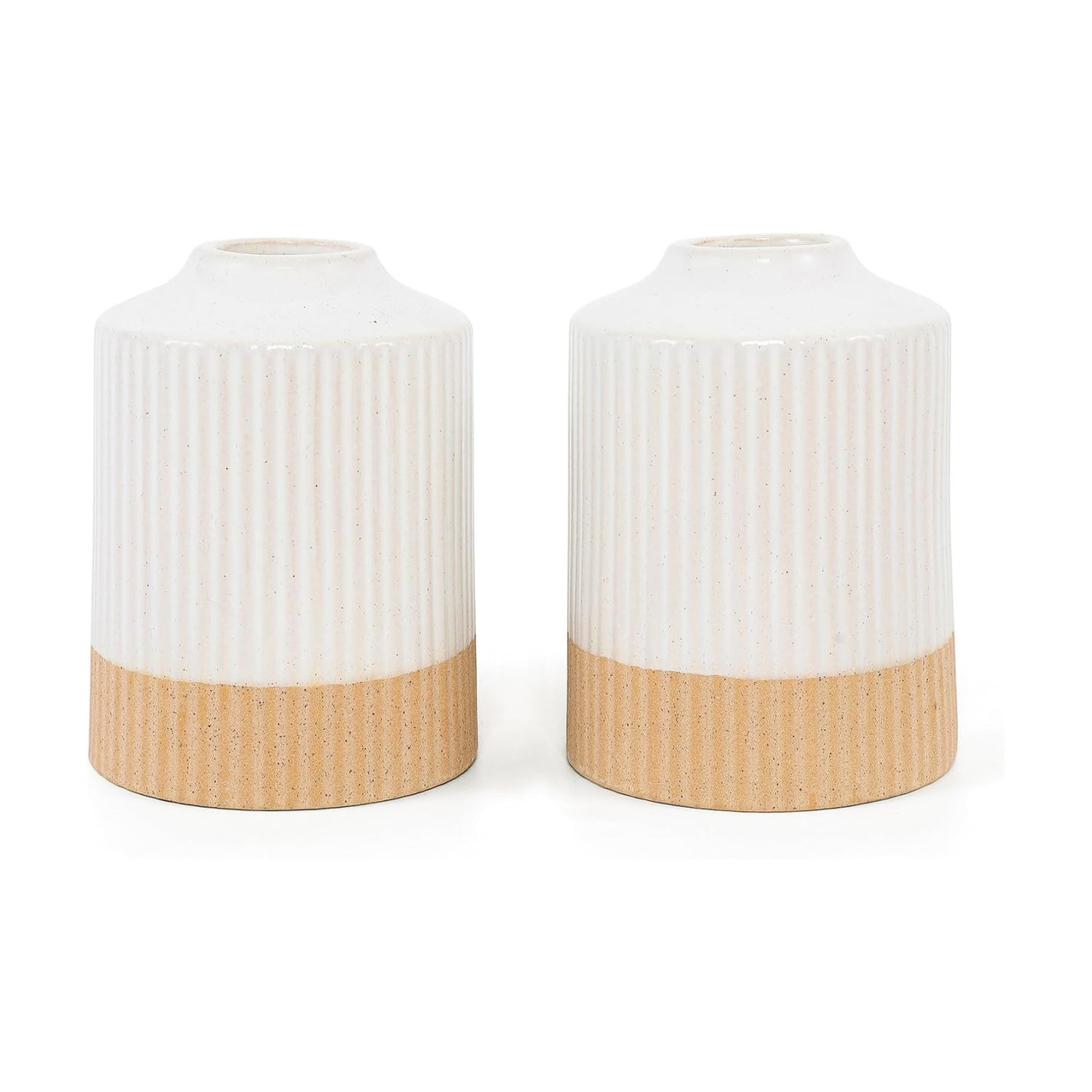 Boho Ceramic Vase / White / 5.9 Inch / Set of 2