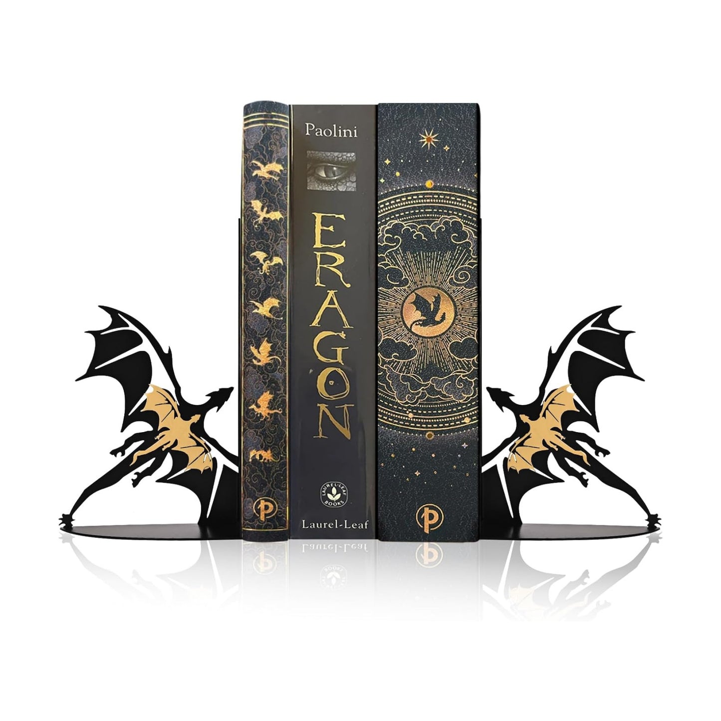 Metal Dragon Bookends Stoppers Holder Stand for Desk Shelf Cool Dragon Bookends Decorative / Gold