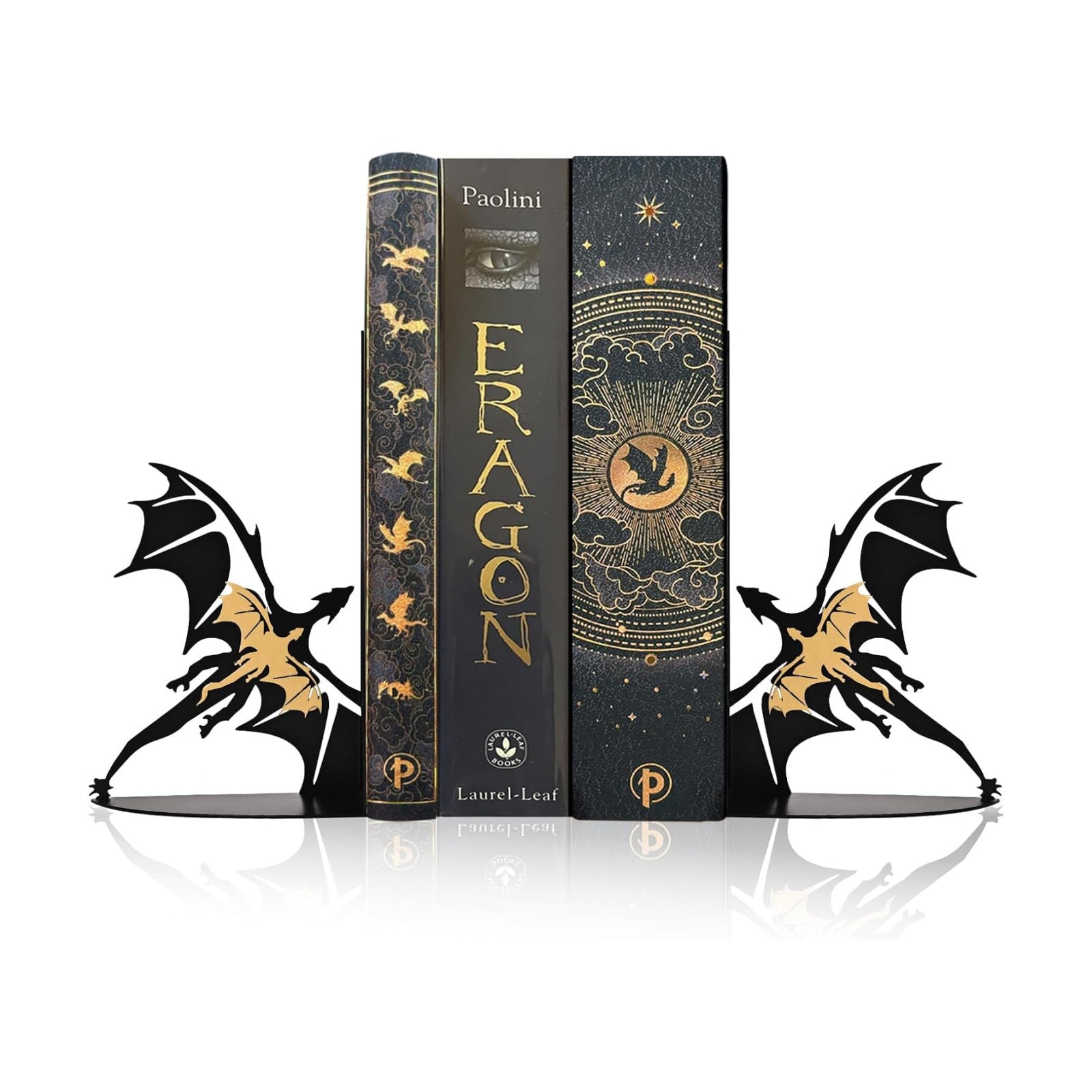 Metal Dragon Bookends Stoppers Holder Stand for Desk Shelf Cool Dragon Bookends Decorative / Gold