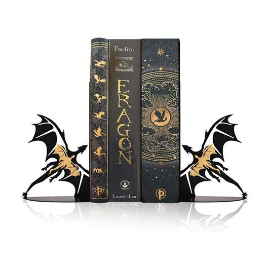 Metal Dragon Bookends Stoppers Holder Stand for Desk Shelf Cool Dragon Bookends Decorative / Gold