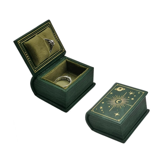 Book Shaped Ring Box / Green-magic Book