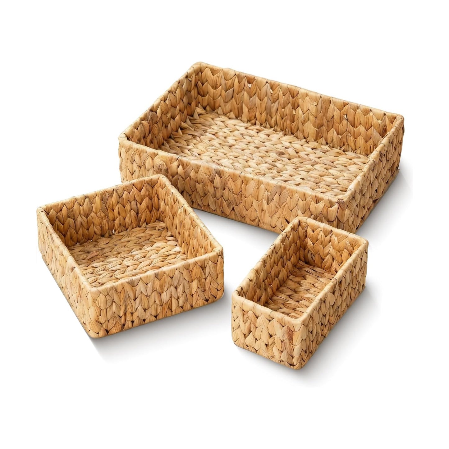 Large and Small Wicker Baskets Set / Natural / Set of 3