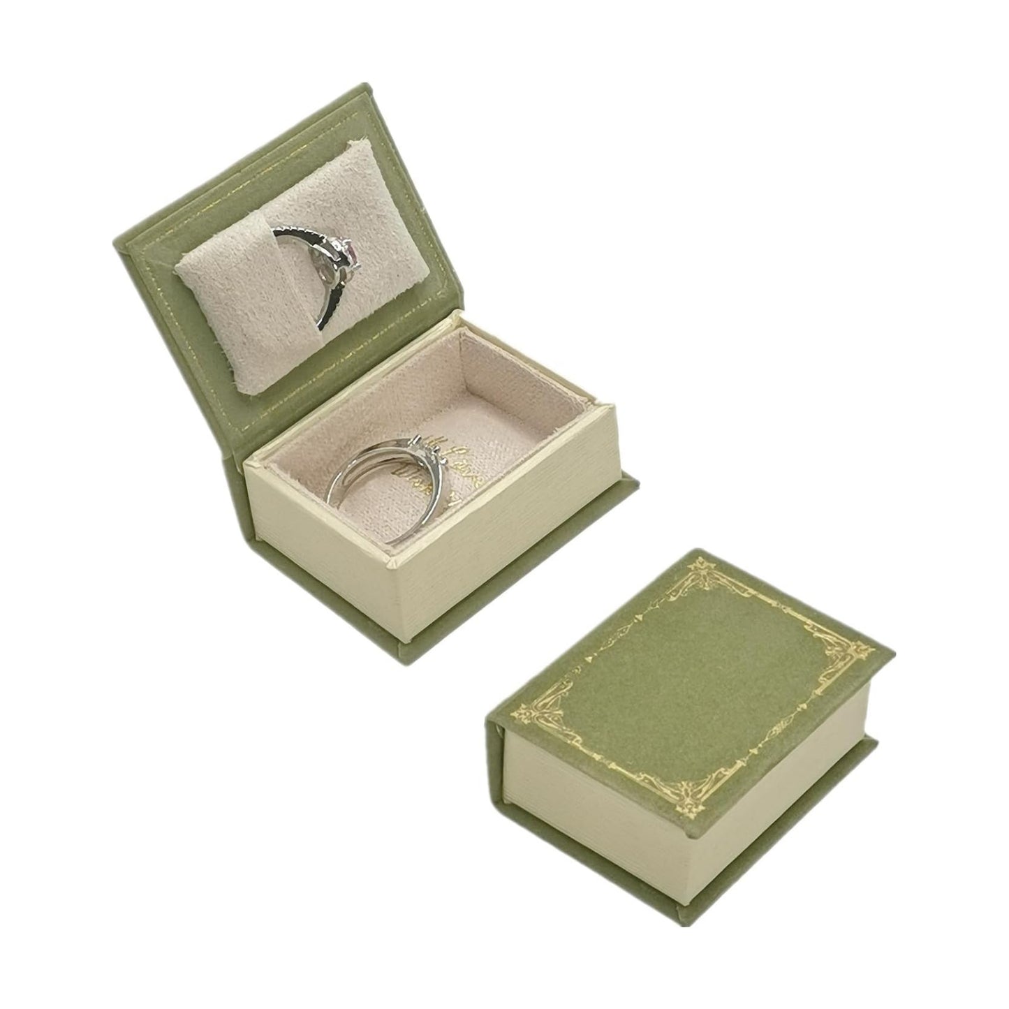 Book Shaped Ring Box / Green-book