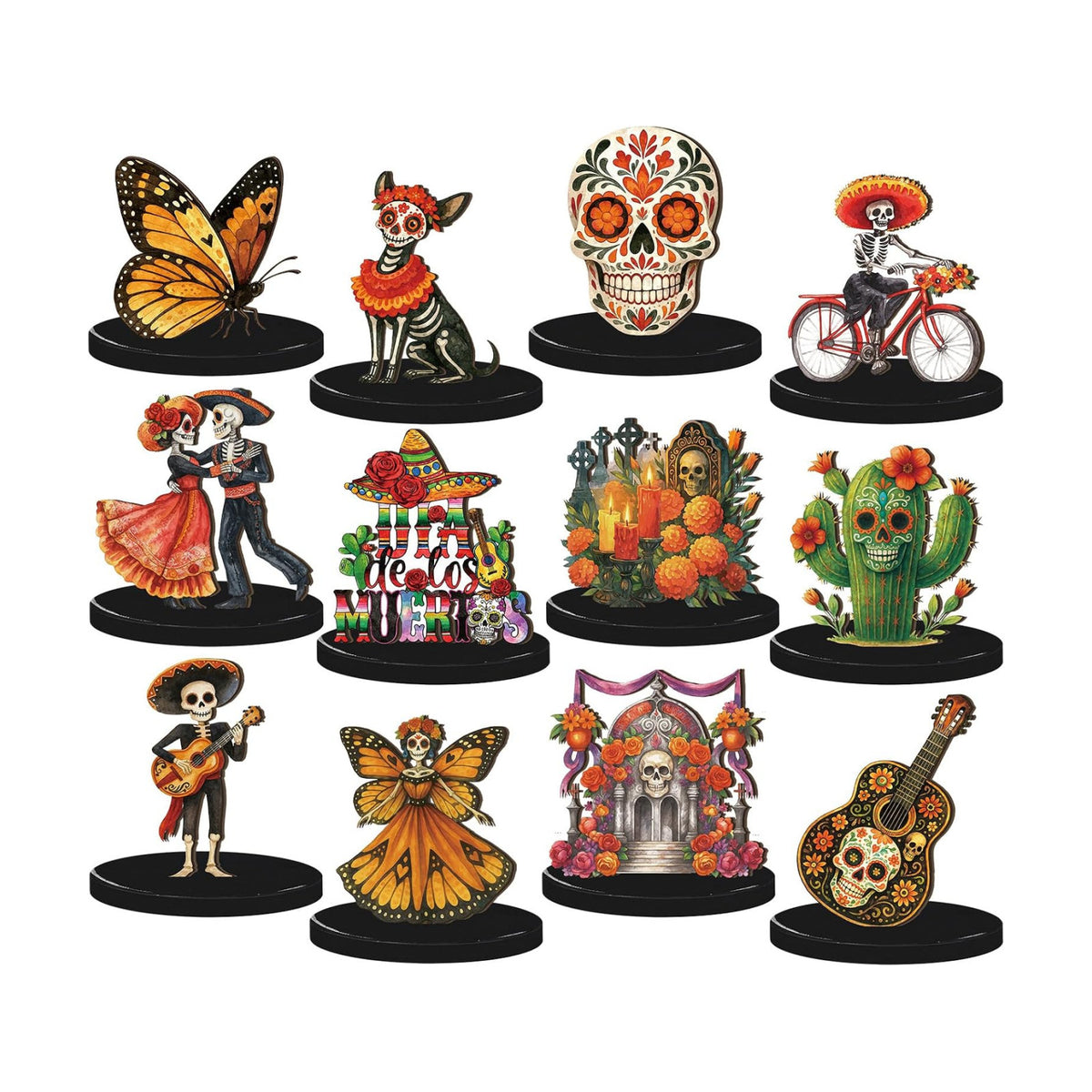 12 Pcs Day of The Dead Table Decorations Dia De Los Muertos Centerpieces