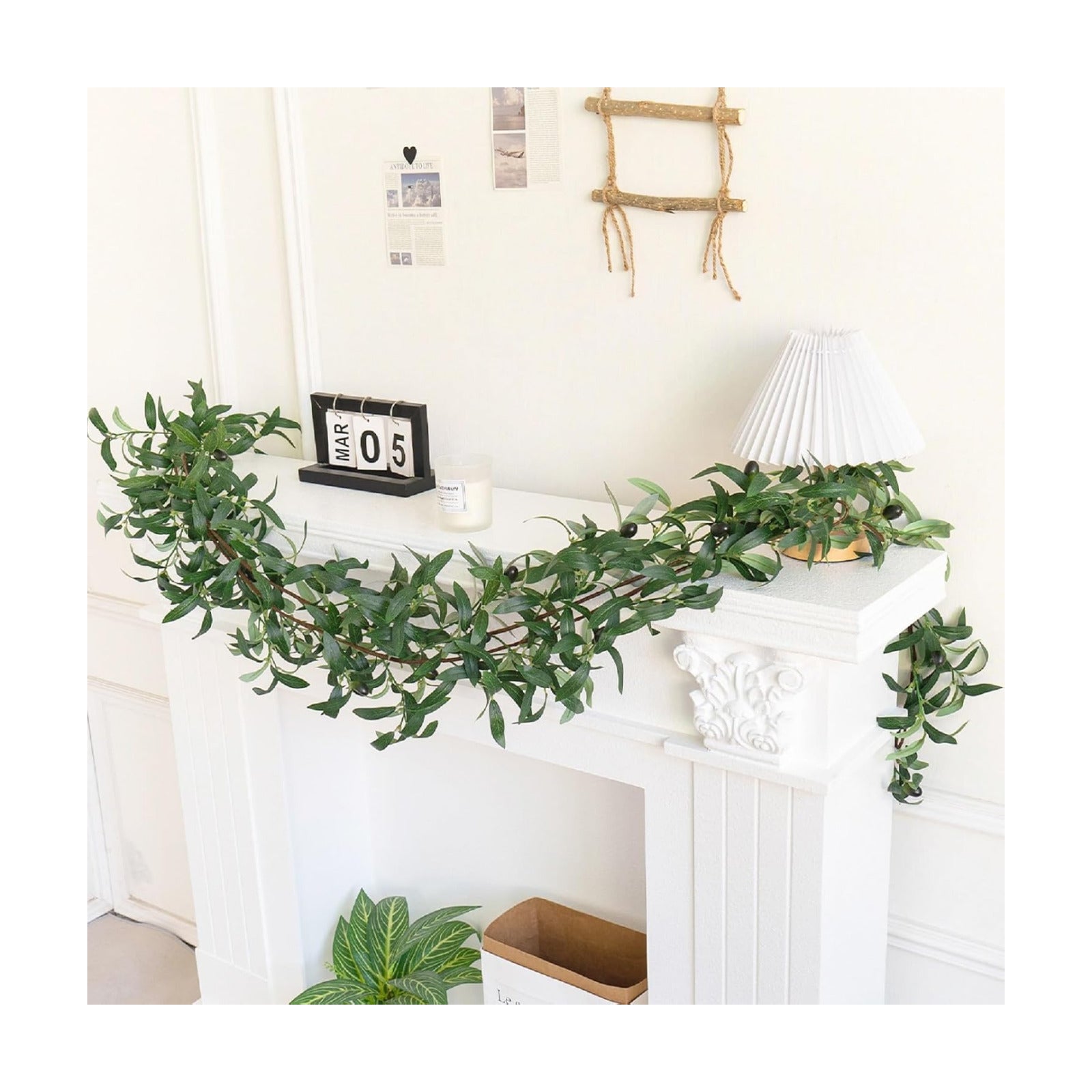 Artificial Olive Leaf Vine Garland / Length: 73 Inches / Set of 2
