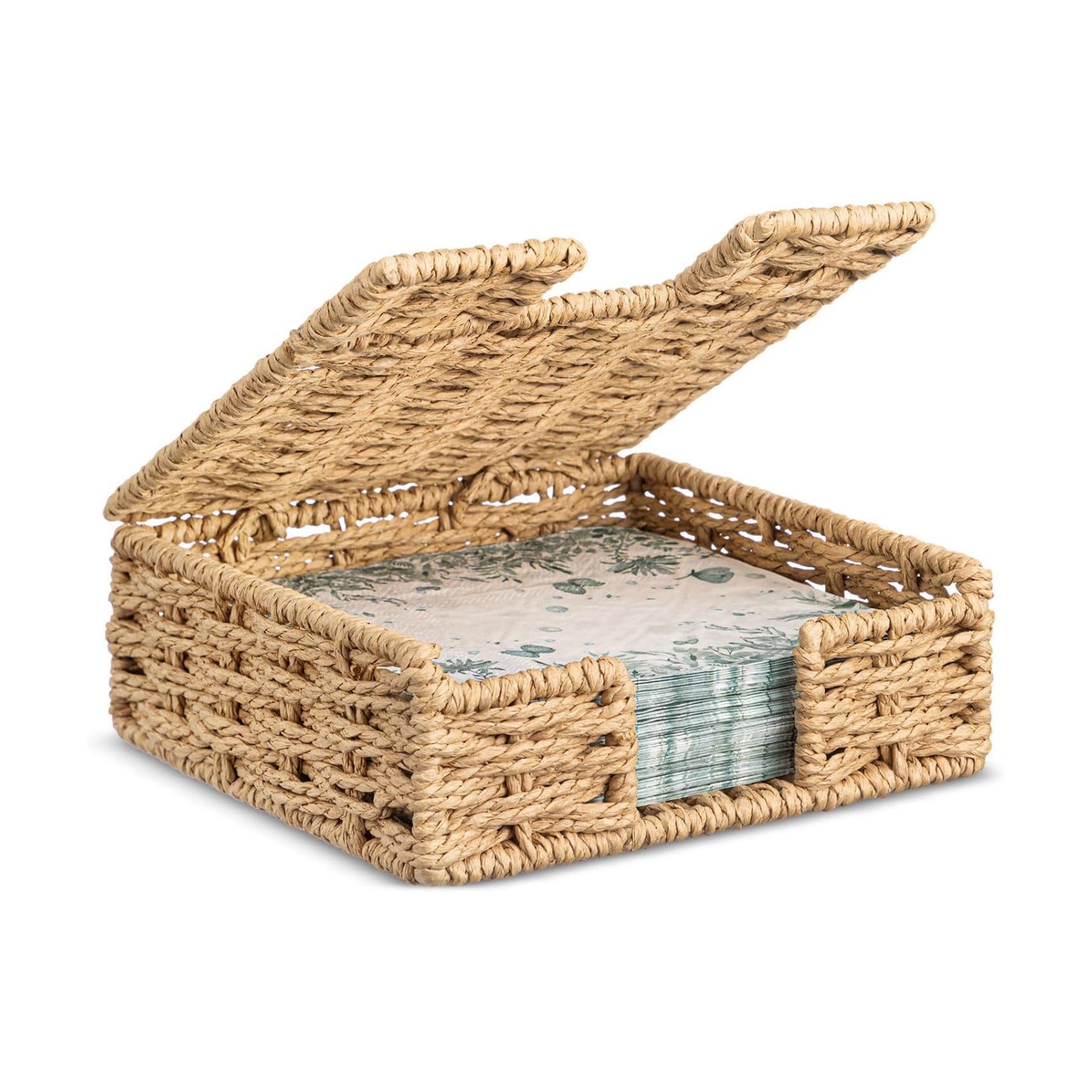 Napkin Holder / Flat Square Napkin Basket for Dinner Kitchen Camping / Natural Color / Woven Paper