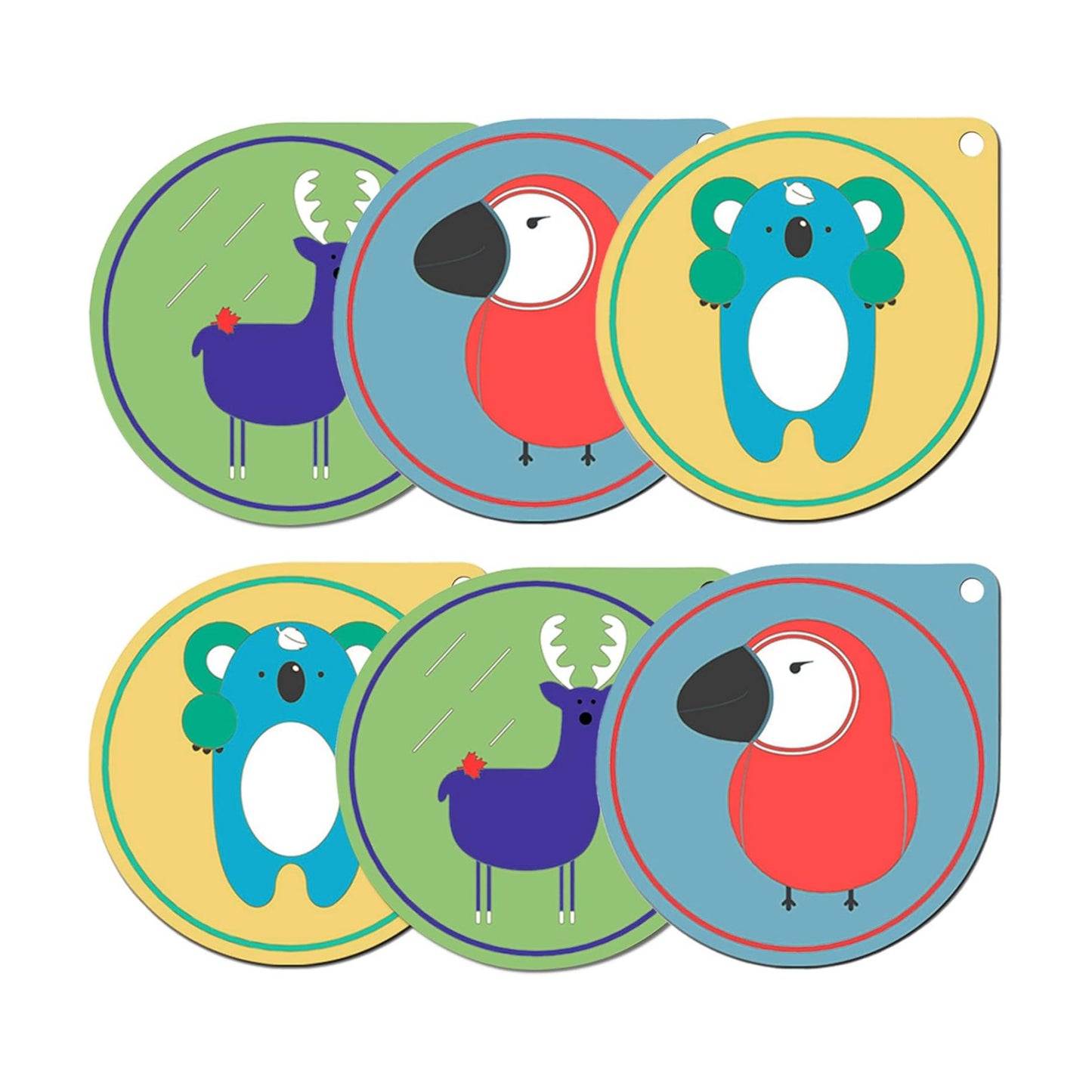 Silicone Coasters Large Drink Coasters Silicone Trivets Hot Mats Cartoon Thickened / Set of 6