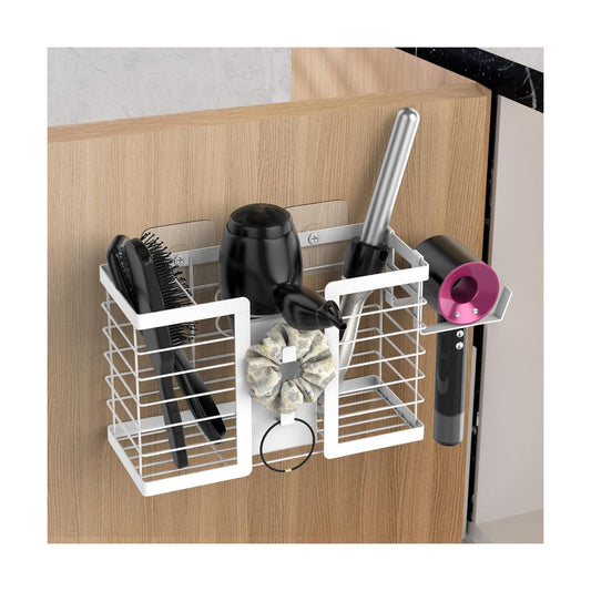 FUNKYLEE Hair Tool Organizer, 3 in 1 Metal Bathroom Blow Dryer Organizer Wall Mount for Flat Iron, Curling Iron