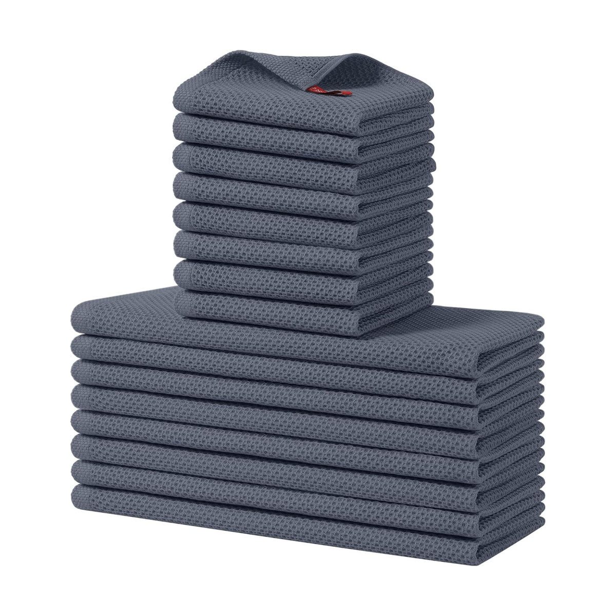Homaxy 16 Pack 100% Cotton Kitchen Towels and Dishcloths Set, Dark Grey | 12 x 12 Inches and 13 x 28 Inches Kitchen