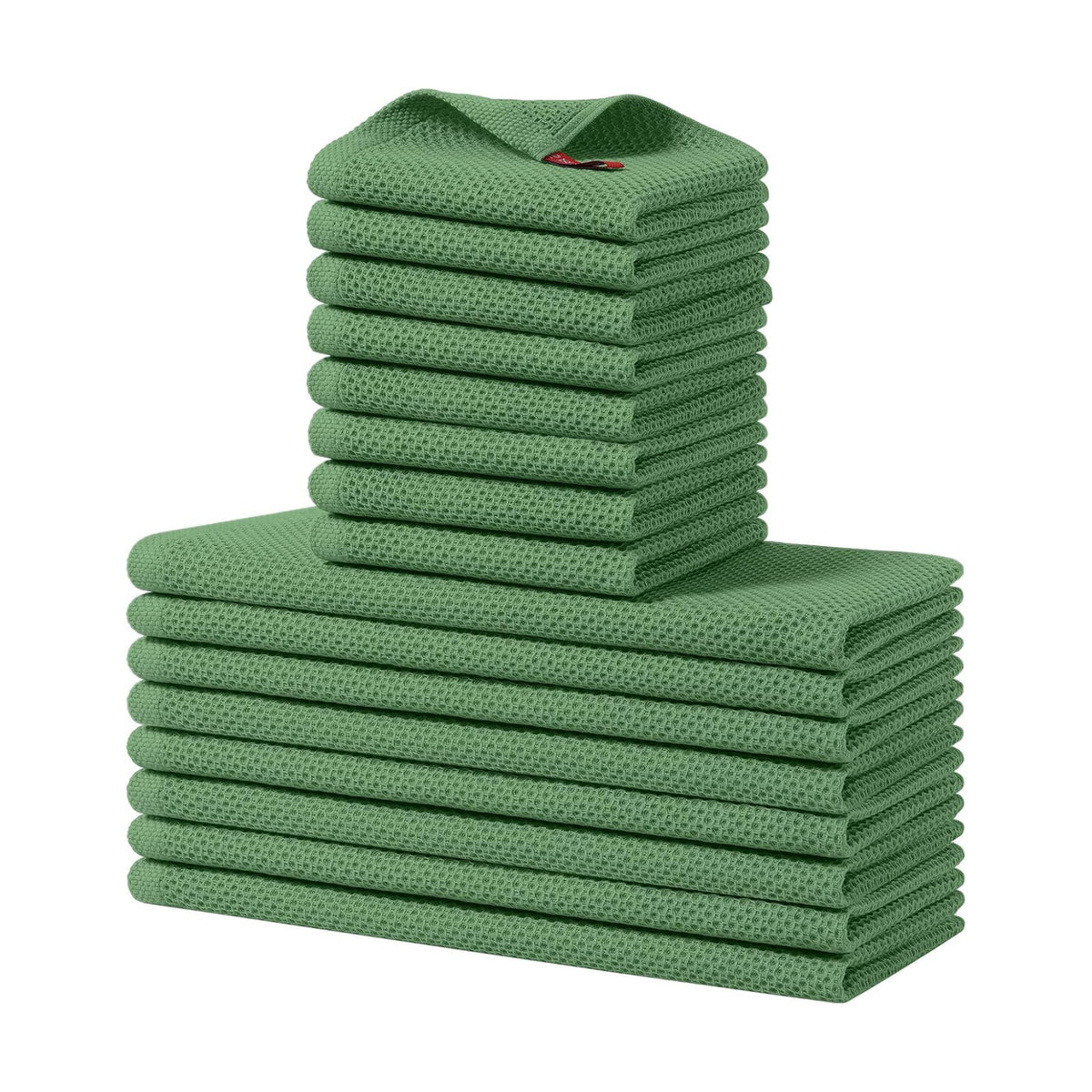Homaxy 16 Pack 100% Cotton Kitchen Towels and Dishcloths Set, Grass Green | 12 x 12 Inches and 13 x 28 Inches Kitchen