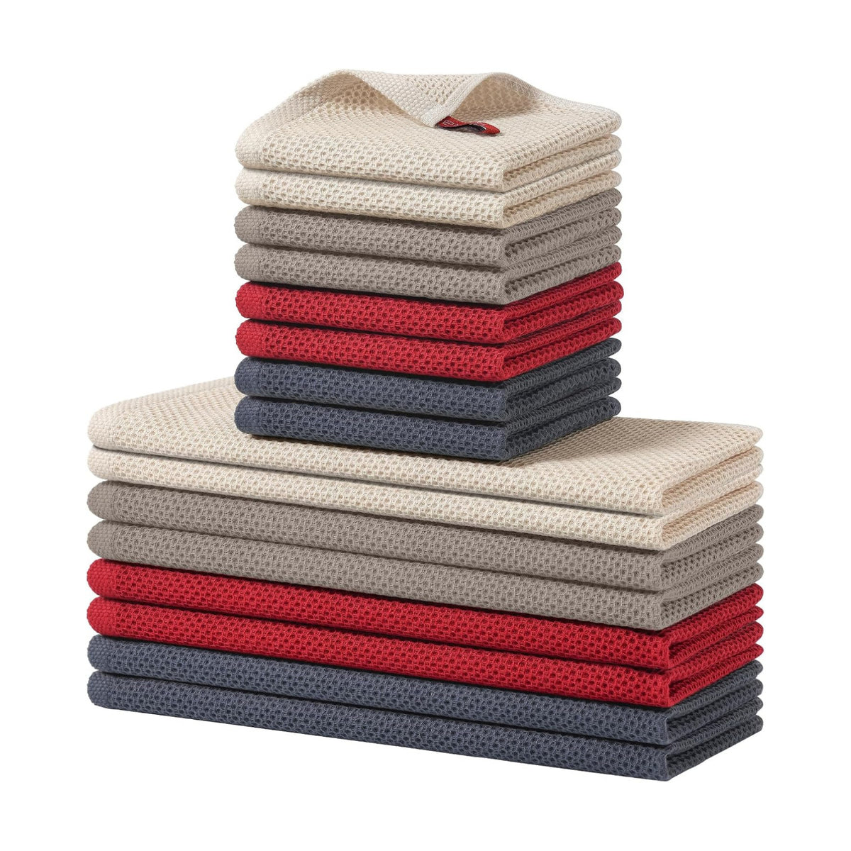 Homaxy 16 Pack 100% Cotton Kitchen Towels and Dishcloths Set, Mixed Color | 12 x 12 Inches and 13 x 28 Inches Kitchen
