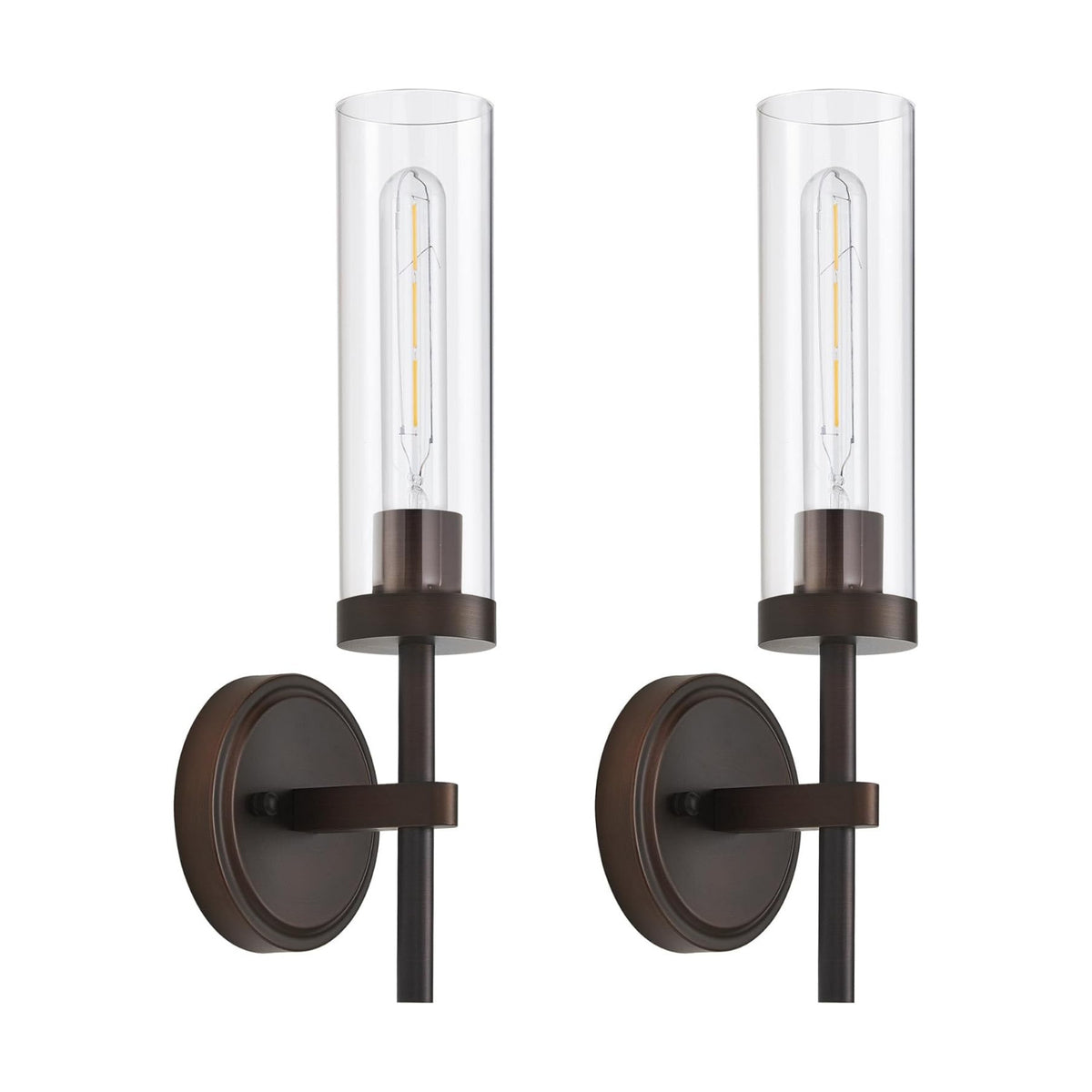 Oil Rubbed Bronze Wall Sconces Set of Two, Bathroom Wall Sconces Vanity Lights with Clear Glass Shade, Modern Farmhouse