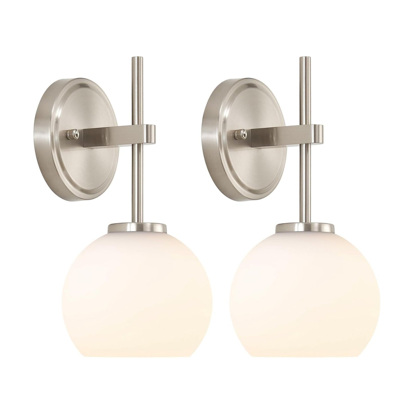 Brushed Nickel Battery Operated Wall Sconce Set of 2, Wireless Rechargeable Sconces Wall Lighting with Remote Control