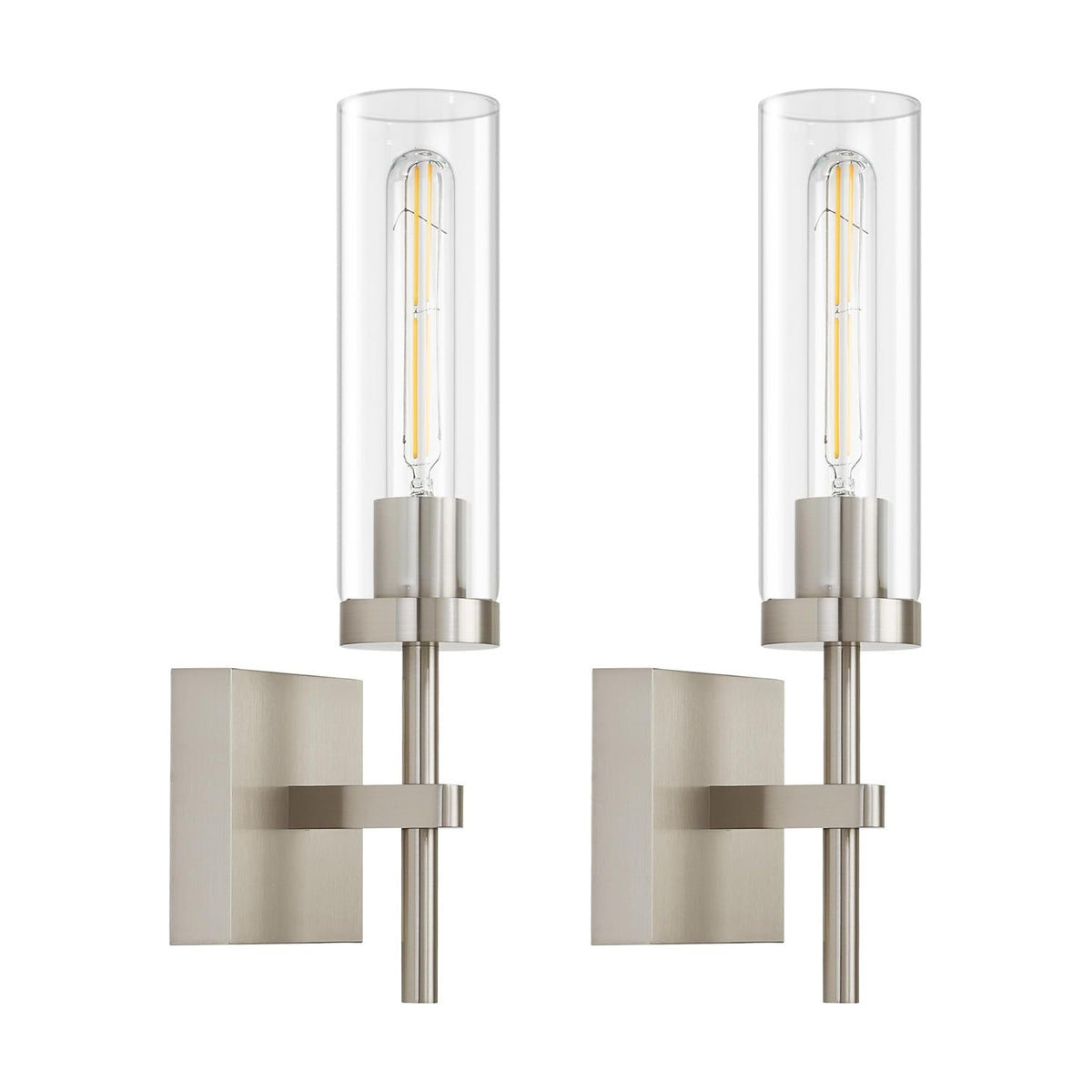 Brushed Nickel Battery Operated Wall Sconces with Remote Control, Wireless Wall Sconce Set of 2, Rechargeable Cordless