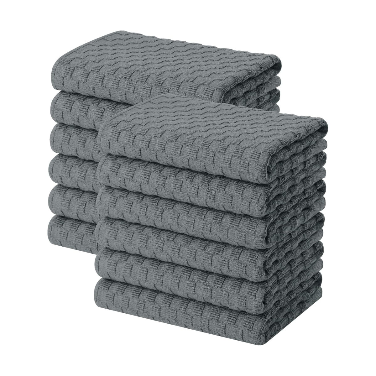 Homaxy 100% Cotton Terry Kitchen Towels(15" x 25", 12 Pack), Dark Grey | Soft and Super Absorbent Dish Towels, 380 GSM