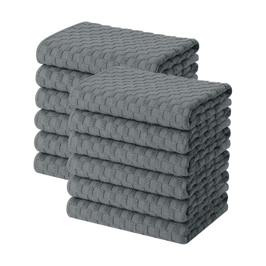Homaxy 100% Cotton Terry Kitchen Towels(15" x 25", 12 Pack), Dark Grey | Soft and Super Absorbent Dish Towels, 380 GSM