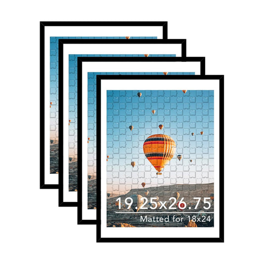 JCJMY 19.25x26.75 Puzzles Frame Set of 4, Display 18x24 with Mat or 19.25 x 26.75 without, Wall Hanging 19.25 by 26.75