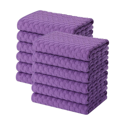 Homaxy 100% Cotton Terry Kitchen Towels(15" x 25", 12 Pack), Purple | Soft and Super Absorbent Dish Towels, 380 GSM
