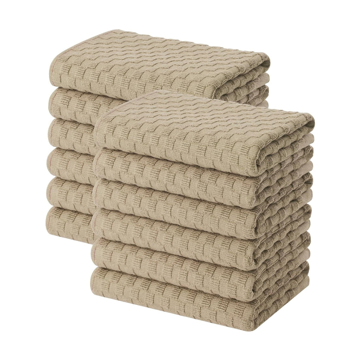 Homaxy 100% Cotton Terry Kitchen Towels(15" x 25", 12 Pack), Tan | Soft and Super Absorbent Dish Towels, 380 GSM