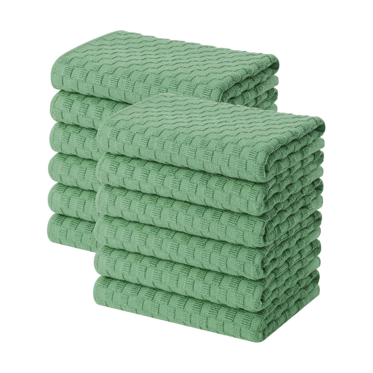 Homaxy 100% Cotton Terry Kitchen Towels(15" x 25", 12 Pack), Grass Green | Soft and Super Absorbent Dish Towels, 380