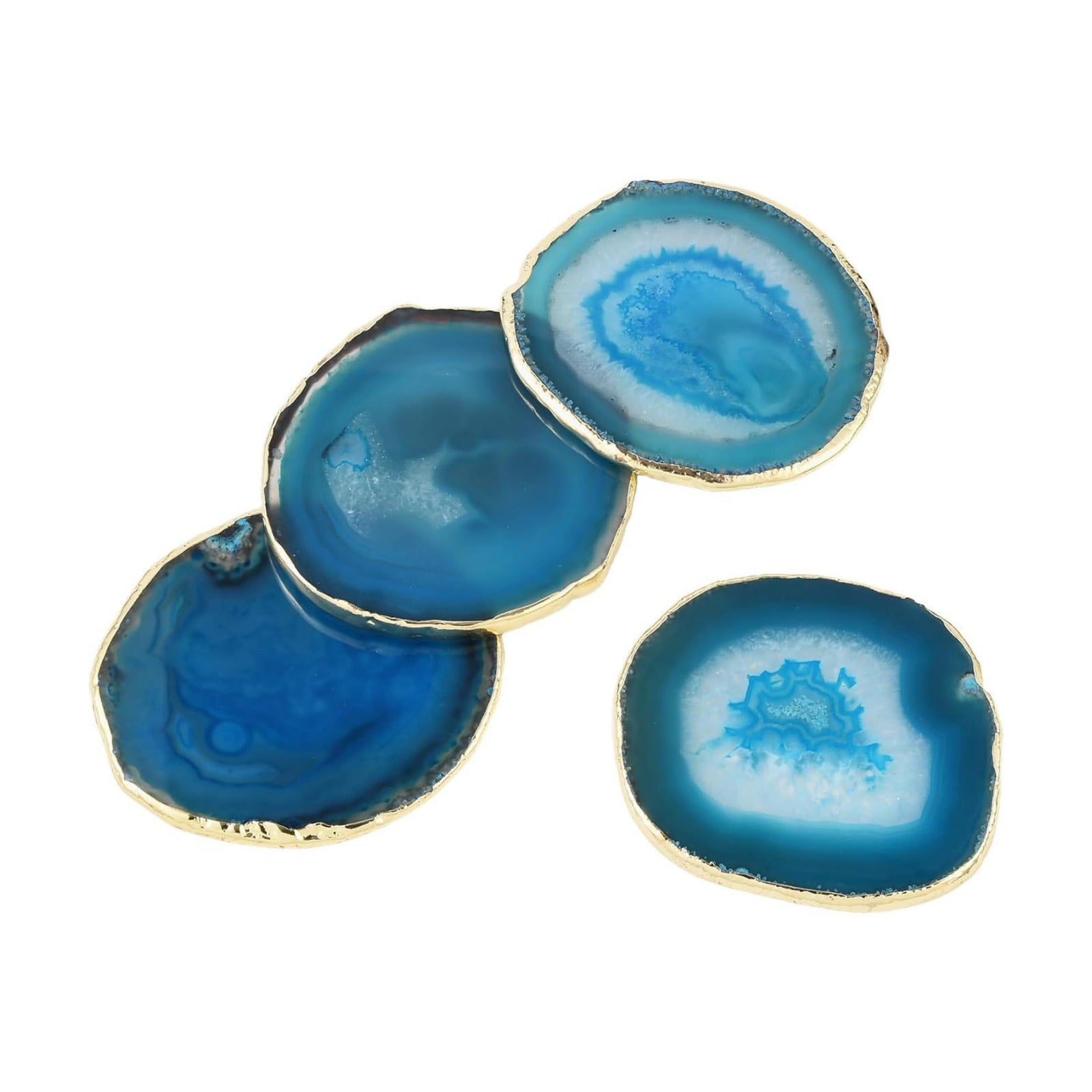 Natural Agate Coasters Set / Blue / Set of 4
