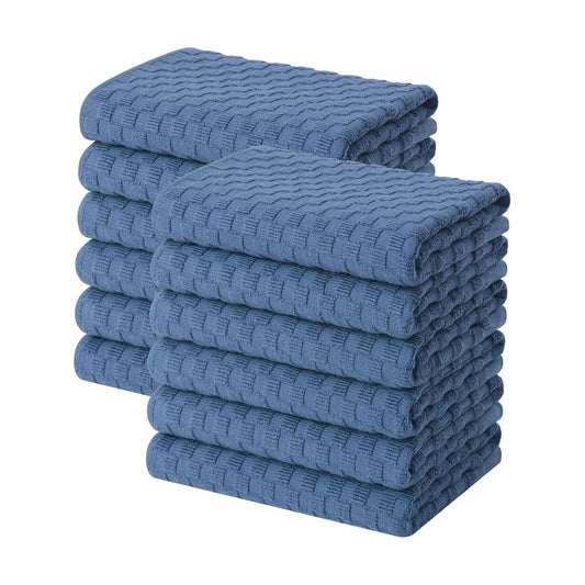 Homaxy 100% Cotton Terry Kitchen Towels(15" x 25", 12 Pack), Navy Blue | Soft and Super Absorbent Dish Towels, 380 GSM