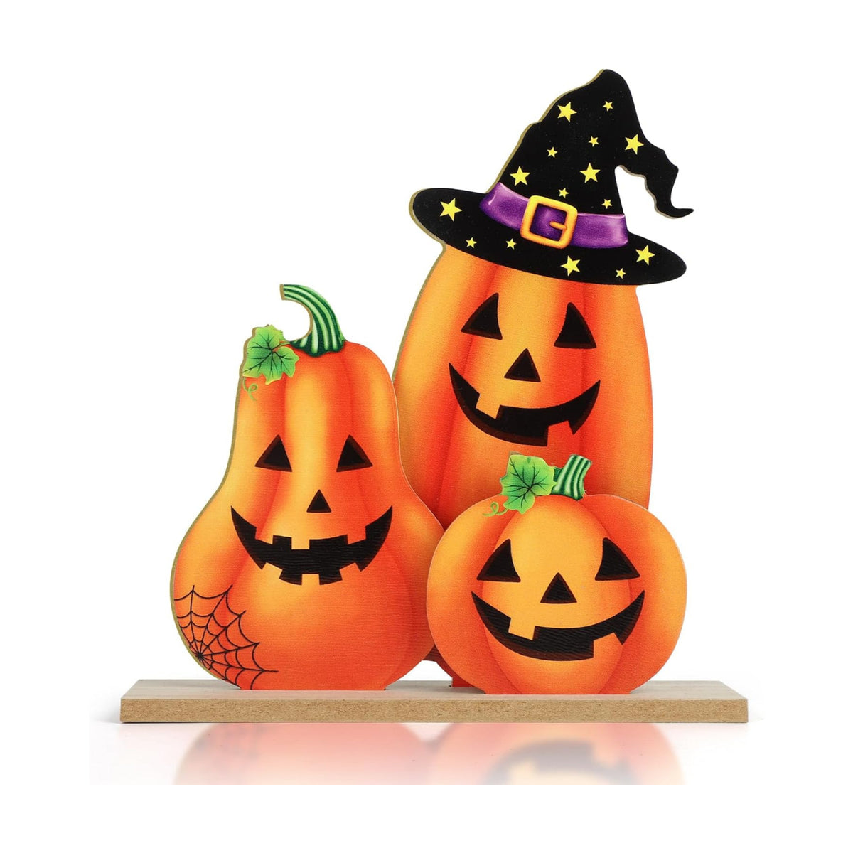 Halloween Decorations Indoor Wooden Pumpkin Halloween Decor Pumpkin Table Sign Centerpieces Standing Tabletop Decoration for Holiday Desk Tiered Tray Party Shelf Fall Autumn Decorations Farmhouse Home